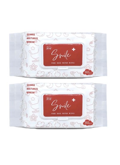 Buy Pure Rose Water Wipes 80's Pack of 2 in UAE