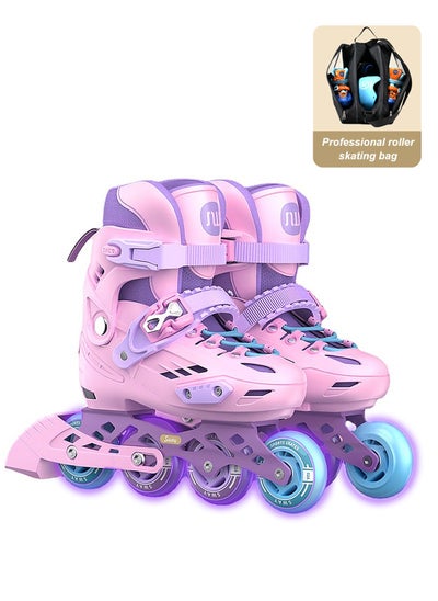 Buy Kids Inline Skate Roller Skates with Light Up Wheels Outdoor Fitness Skates Adjustable Inline Skates for Boys and Girls in Saudi Arabia