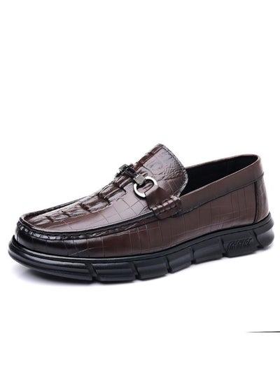 اشتري Of Leather Shoes Men's Business Casual Feet British Style Men's Shoes Round Head Crocodile Pattern Tide Men's Loafers A Generation Of Hair في السعودية