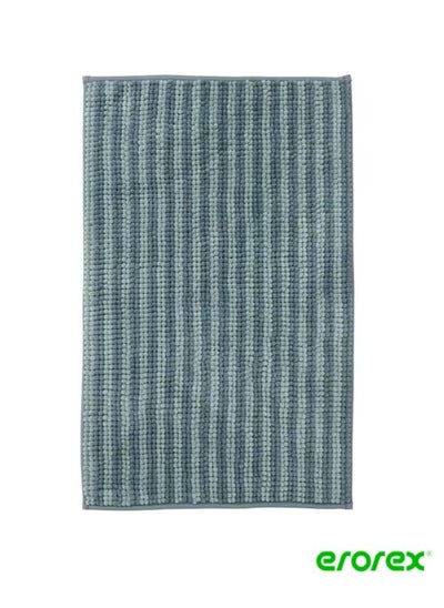 Buy Bath mat striped blue 50x80 cm in Saudi Arabia