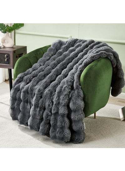 Buy Faux Rabbit Fur Throw Blanket Cute Cozy Furry Fuzzy Blanket Plush Warm Fleece Fluffy Blanket for Couch Sofa in UAE