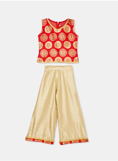 Buy Girls Brocade Kurta and Palazzo Set in UAE