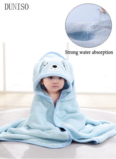 اشتري Baby Bath Towels Newborn Hooded Baby Towel Ultra Absorbent and Soft Cotton Hooded Washcloth for Baby Toddler Infant Unisex Hooded Baby Bath Towel Blue في السعودية