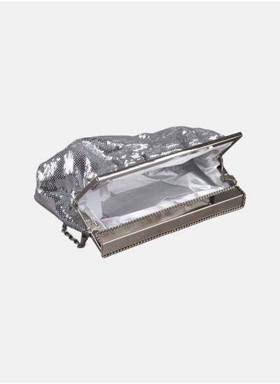 Buy Glitter soiree clutch 410807 (Silver) in Egypt