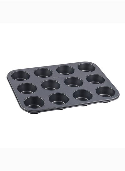 Buy Betty Crocker Non-Stick Baking Muffin Pan 12 Cups 35Cm Grey in Saudi Arabia