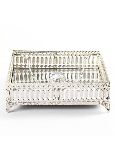 اشتري Inci Square Napkin Holder, Silver - 18x18 cm في الامارات