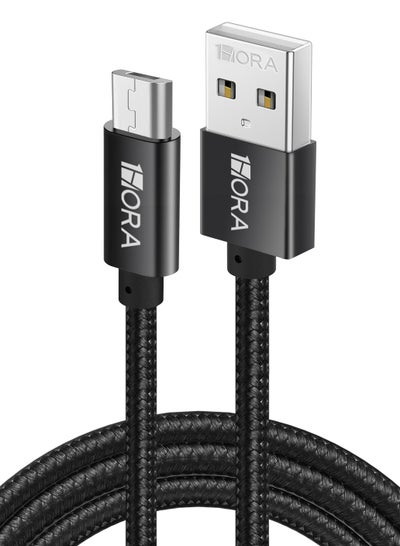 Buy 1HORA Micro USB Cable, 2.4A 18W Fast Quick Charger Cable, USB to Micro USB Android Charging Cord Nylon Braided, Compatible for PS4 XBOX Samsung LG Nokia-Black 1M in UAE