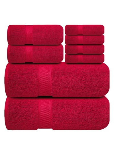 Buy COMFY 8 PIECE 600GSM HOTEL QUALITY BURGUNDY COMBED COTTON HIGHLY ABSORBENT TOWEL SET in UAE