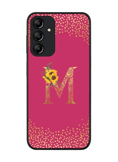 اشتري Rugged Black edge case for Samsung Galaxy A15 / A15 5G Cover Custom Monogram Initial Letter Mandala Floral Pattern Alphabet- M (Pink Rose) في الامارات