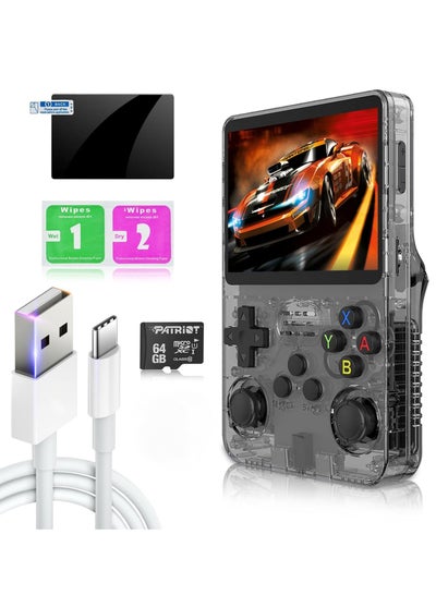 Buy R36S Handheld Retro Gaming Console Linux System with 128G TF Card, Preloaded with 15000+ Games, Retro Video Game Console 3.5-inch IPS Screen (Black 128G) in Saudi Arabia