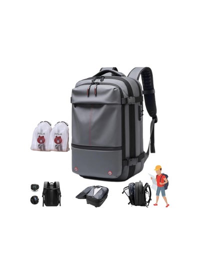 Buy Vacpack Backpack, Alepeak Vacuum Backpack, 60L Expandable Backpack with Vacuum Compression, Anti-Theft Large Capacity (Grey-A) in UAE