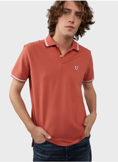 اشتري Logo Detail Short Sleeve Polo Shirt في الامارات