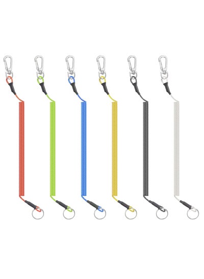 اشتري 6PCS Fishing Lanyard, Keychain Stretchy Retractable Coiled Lanyard Multifunctional For Pliers, Boating, Keys, Hiking Climbing Cycling Fishing في السعودية