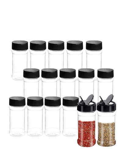 اشتري 16-Piece Plastic Seasoning Jar Set For Pour Or Shake, Clear Seasoning Jar For Spices, Powders, Chillies 3.5Oz في الامارات