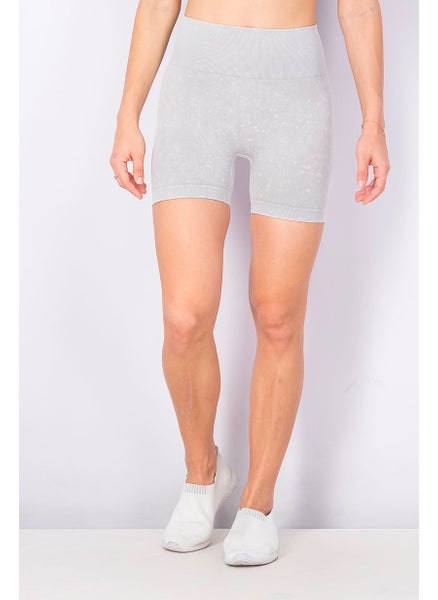 Buy Women Sportswear Fit Pull On Plain Short, Light Grey in Saudi Arabia