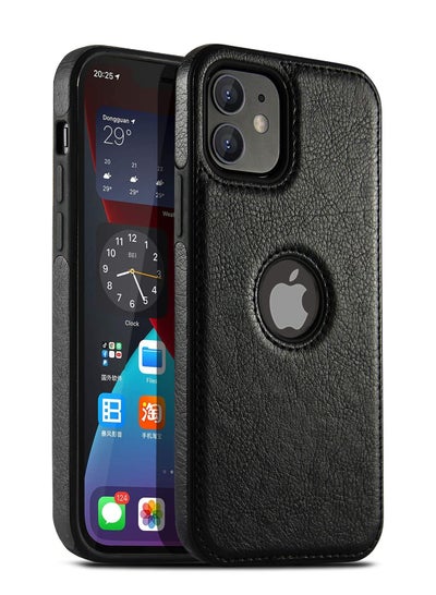 Buy iPhone 11 Case Luxury Vintage Premium Leather Back Cover Soft Protective Mobile Phone Case for iPhone 11 6.1" Black in Saudi Arabia