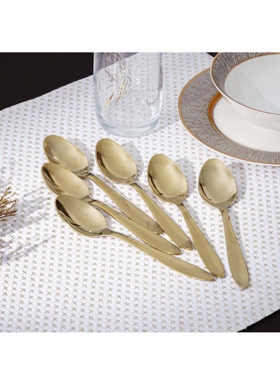 Buy Pvd Lotus 6-Piece Baby Spoon Gold 16.5 X 3.5CM in UAE