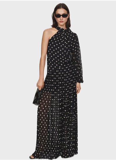 Buy Asymmetric One Shoulder Polka Dot Blouse in UAE