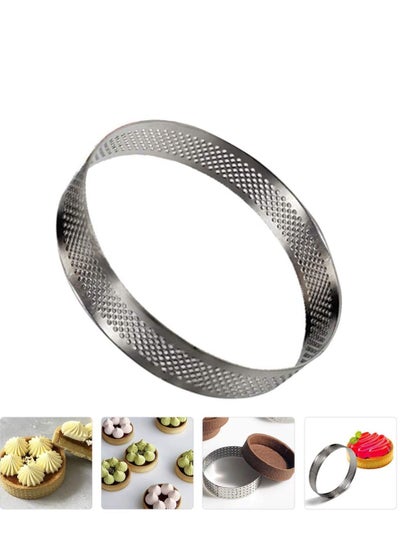 Buy Circular Tart Ring Stainless Steel Nonstick Round Cake Rings Perforated Cake Mousse Ring Circular Cookies Cutter Pastry Tool in UAE