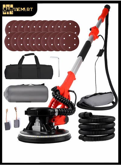 Buy Drywall Sander with Vacuum Dust Collector,1980W Sander Tool with 6 Variable Speed 1100-2700RPM, Drywall Sander Sander Tool,Extendable Handle, LED Light,50pcs Sanding Discs, Red in Saudi Arabia