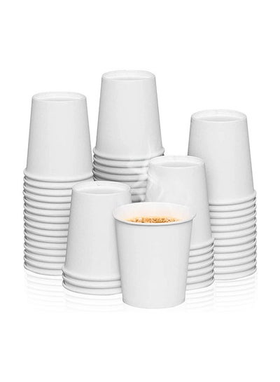 اشتري [50 Cups] 7 oz. White Paper Cups - Disposable Coffee/Tea/Water Cups for Home, Parties or Work في الامارات
