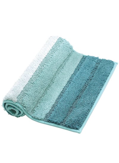 Buy Bathroom Rugs Bath Mat 50x80cm Non-Slip Fluffy Soft Plush Microfiber Shower Carpet Rug Machine Washable Quick Dry Ultra Bath Mats for Tub Bathroom and Shower Light Blue in UAE