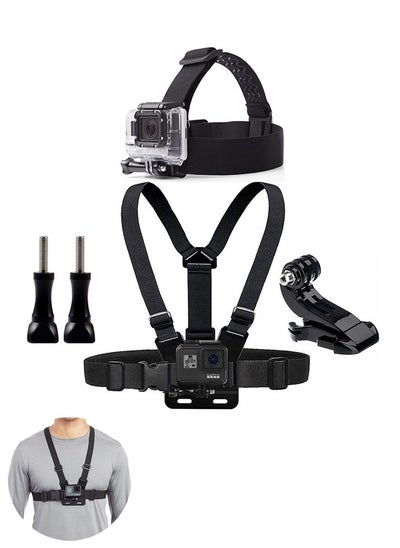 Buy Chest Mount Harness Chesty Vest Head Mount Strap for Action Camera Compatible with GoPro Hero 11/ 10/ 9/ 8/ Max/ Go Pro Hero 7/ 6/ 5/ 4/  Session/ 3+/ 3/ Hero (2018)/ Fusion/ DJI Osmo/ AKASO in UAE