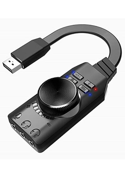 اشتري Plextone GS3 Mark II Virtual 7.1 Channel USB Sound Card Adapter, Microphone and 3.5mm Dual Headphone Audio Jack Stereo Sound Card Converter, Including PUBG and League of Legends Sound Effects في الامارات