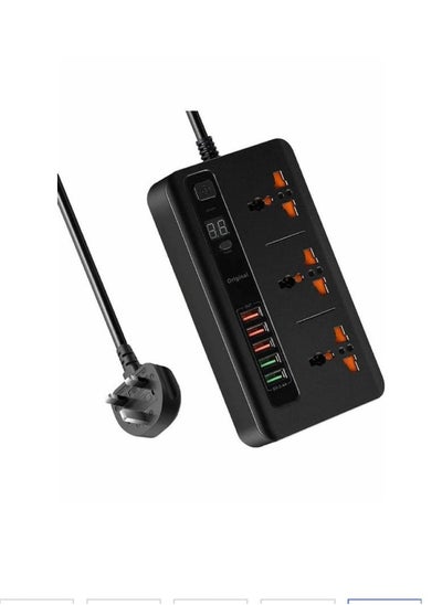 Buy Smart Timer Power Strip with 3 AC Outlets and 5 USB Ports Black in Saudi Arabia