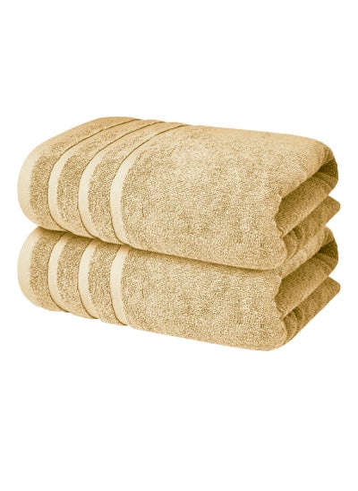 اشتري Premium Sand Bath Towels 100% Cotton 70cm x 140cm Pack of 2, Ultra Soft and Highly Absorbent Hotel and Spa Quality Bath Towels for Bathroom by Infinitee Xclusives في الامارات