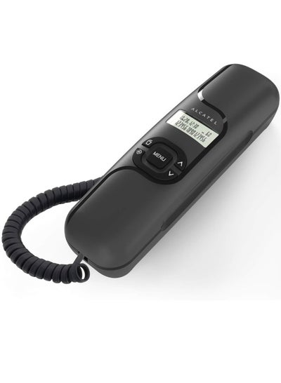 Buy Black Ultra Compact Corded Landline Phone T-16 With Numeric Display Along With Caller ID Wall Mounted in Egypt