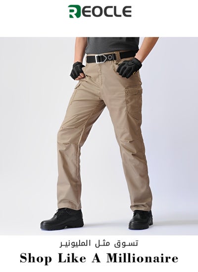 Buy Men's Work Pants Multi-pocket Waterproof Tactical Pants Outdoor Workwear Combat Pants Anti-scratch Wear-resistant High Elasticity Khaki in Saudi Arabia