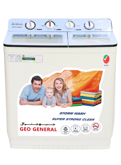 Buy Geo General 13KG Semi-Automatic Washing Machine - GBP130-A678, 15min Wash, 5min Spin, Twin Tub, 4 Star Water Efficiency, 3 Star Energy Efficiency in UAE