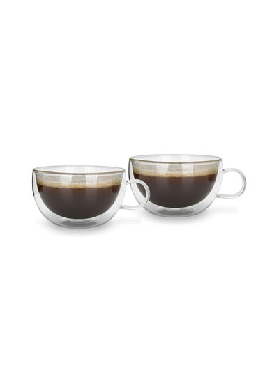 اشتري 2-Piece Double Wall Cups 330 ml Borosilicate Glass في الامارات