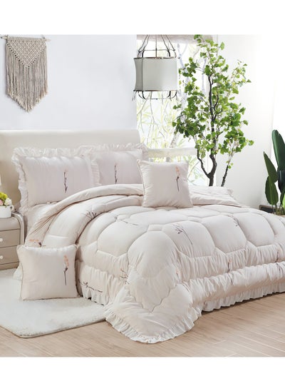 Buy 4 Pieces Single Size 160x210Cm Comforter Set Medium Filling Bedding Set for All Season Includes 1Comforter 1Bedsheet 1Pillow Shams and 1Cushion cases in Saudi Arabia