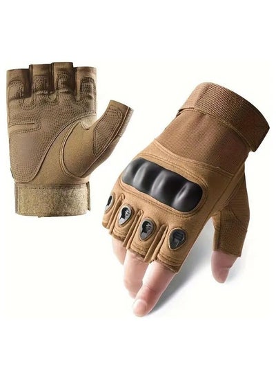 Buy SPORTQ®️ Men's Motorcycle Gloves, Size L, Anti-Slip, Windproof Fingerless Gloves for Outdoor Use to Protect Fingers in Egypt