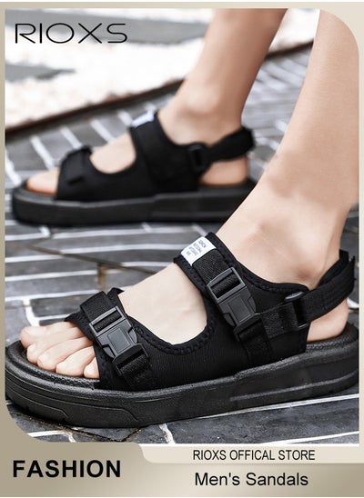 Buy Men's Casual Open Toe Water Sandal Breathable Non-Slip Beach Sandals Pool Slide Adjustable Flat Shoes With Back-Strap in UAE