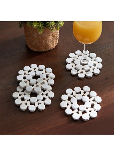 Buy Woodlux 4-Piece Coaster Set 10 x 10 cm in Saudi Arabia