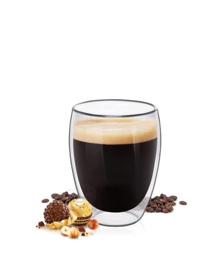 Buy Glass Coffee Cups 350ml Double Wall Coffee Mugs for Latte Cappuccino Espresso Milk Hot Drinks Tea Water Juice Glass Cups [1 Cup] in UAE