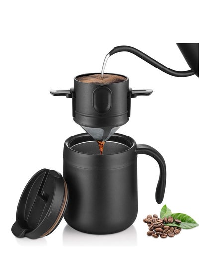 اشتري Portable Coffee Maker Set ,Stainless Steel Mug & Collapsible Pour Over Filter Enjoy Fresh Coffee Anywhere for Camping, Travel, and Office Use في الامارات