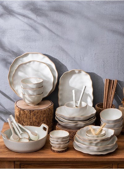 Buy 20-Piece Ceramic Dinnerware Set for 4 – Handcrafted Rustic Elegance in UAE