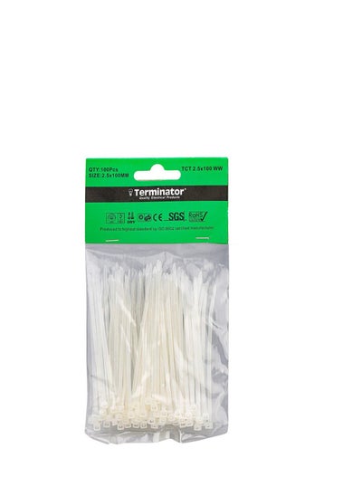 Buy Terminator Cable Ties White 100PCS TCT 2.5X100 WW in UAE