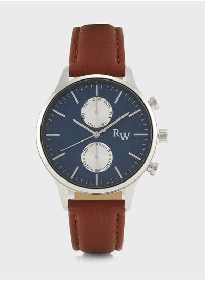 Buy Subdial Analog Leather Strap Watch in UAE