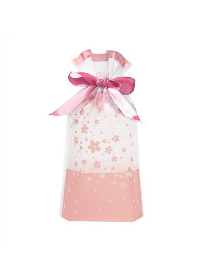 اشتري 50 Pcs 6X9 Inch Pink Plastic Drawstring Gift Bags Cherry Blossom Party Favor Treat Bags With Satin Drawstring في الامارات