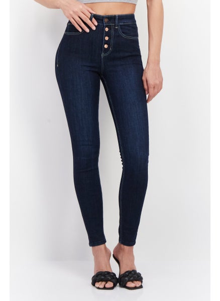 اشتري Women Skinny Fit Slid Denim Jeans, Blue في الامارات