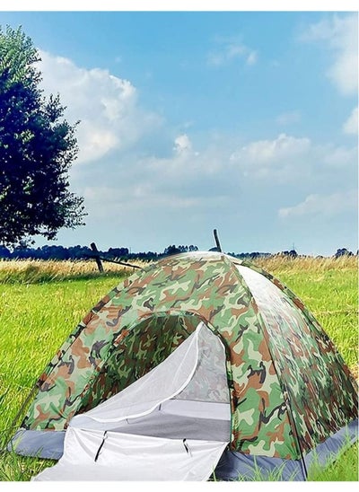 اشتري Outdoor Travel Camping 3-4 People Camouflage Multifunction Rainning Proof Tent - Bottom Black / Silver في الامارات