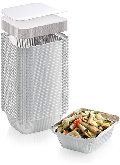 Buy Aluminium Rectangle Container 420ml With Board Lid for Cooking Roasting Baking Pack Of 200 Pieces in UAE