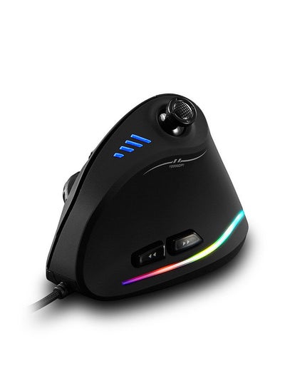 Buy C-18 Vertical Wired Gaming Mouse 11 Programmable Buttons Adjustable 10000DPI Laser Engine RGB Light Belt 128KB On-board Memory in UAE