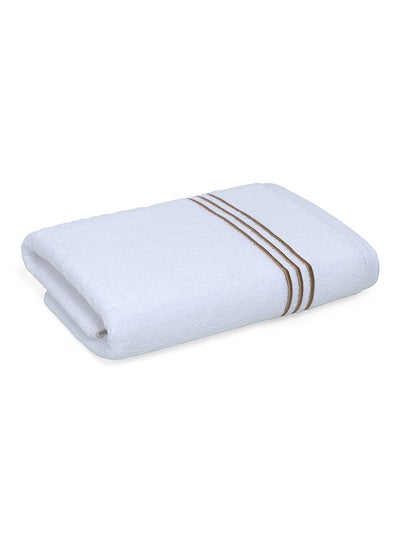 اشتري Hotel Embroidery Bath Towel, White & Gold - 500 GSM, 140x70 cm في الامارات