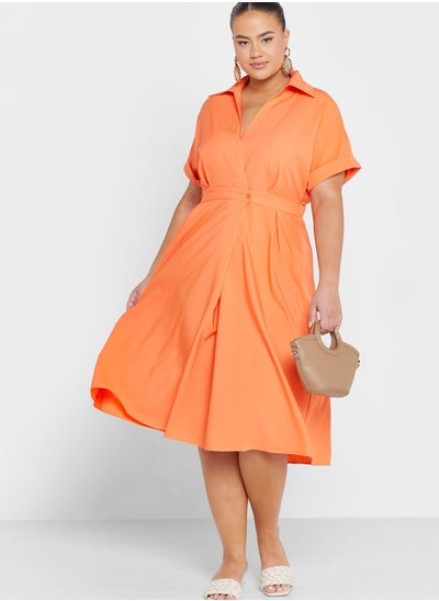 Buy Belt Wrap Detail Shirt Dress in Saudi Arabia